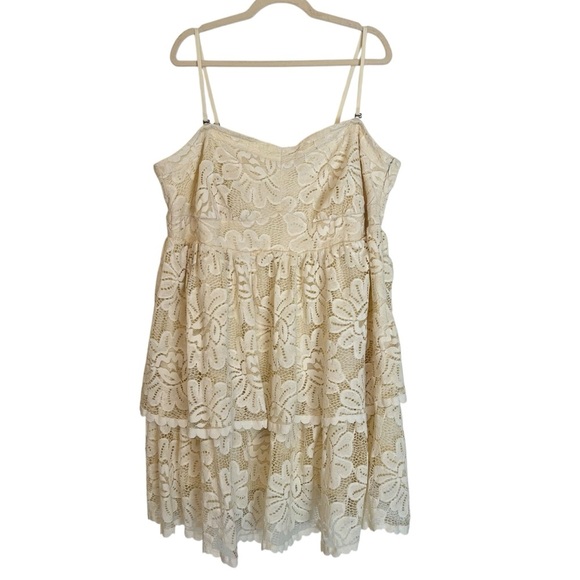 Maeve Anthropologie Strapless Lace Mini Dress Ivory Cream 3X Feminine Bridal - Picture 1 of 5